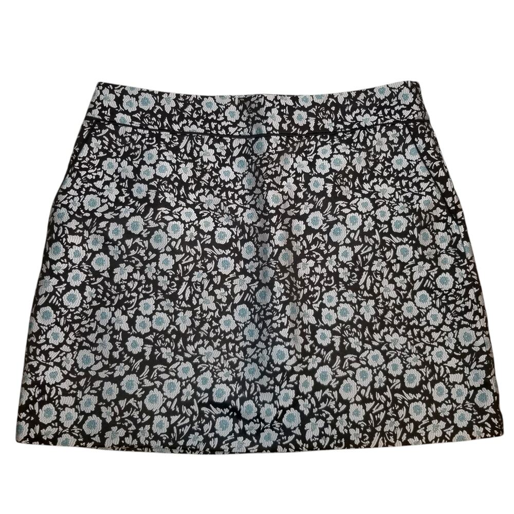 LOFT NWOT Women's Career Short Mini Pencil Skirt Black Blue Floral Size 14